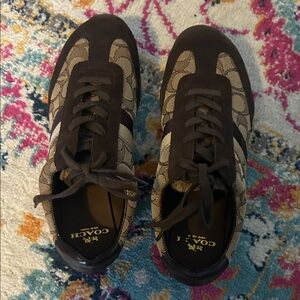 Coach Tan and Brown Lace-Up Sneakers